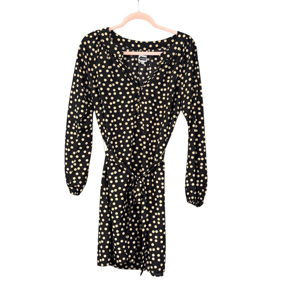 Mud Pie Women’s Black & Tan Polka Dot‎ Dress Size Medium